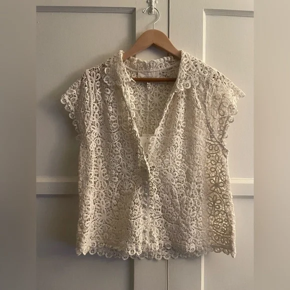 THE GREAT. The Lattice Top in Cream • NWT - Picture 6 of 10